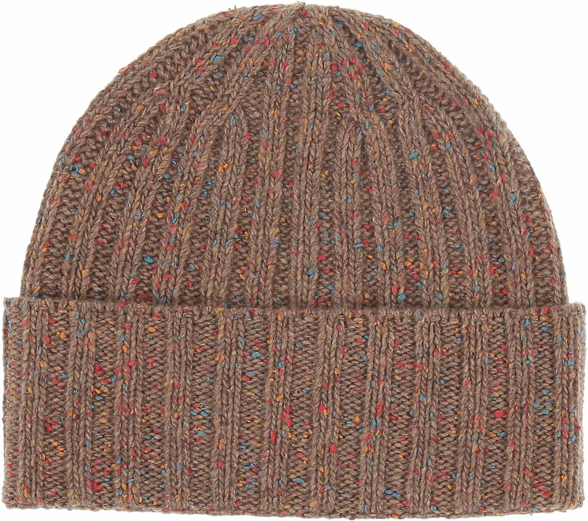 Tweed Stripe Rib Knit Cuff Beanie –