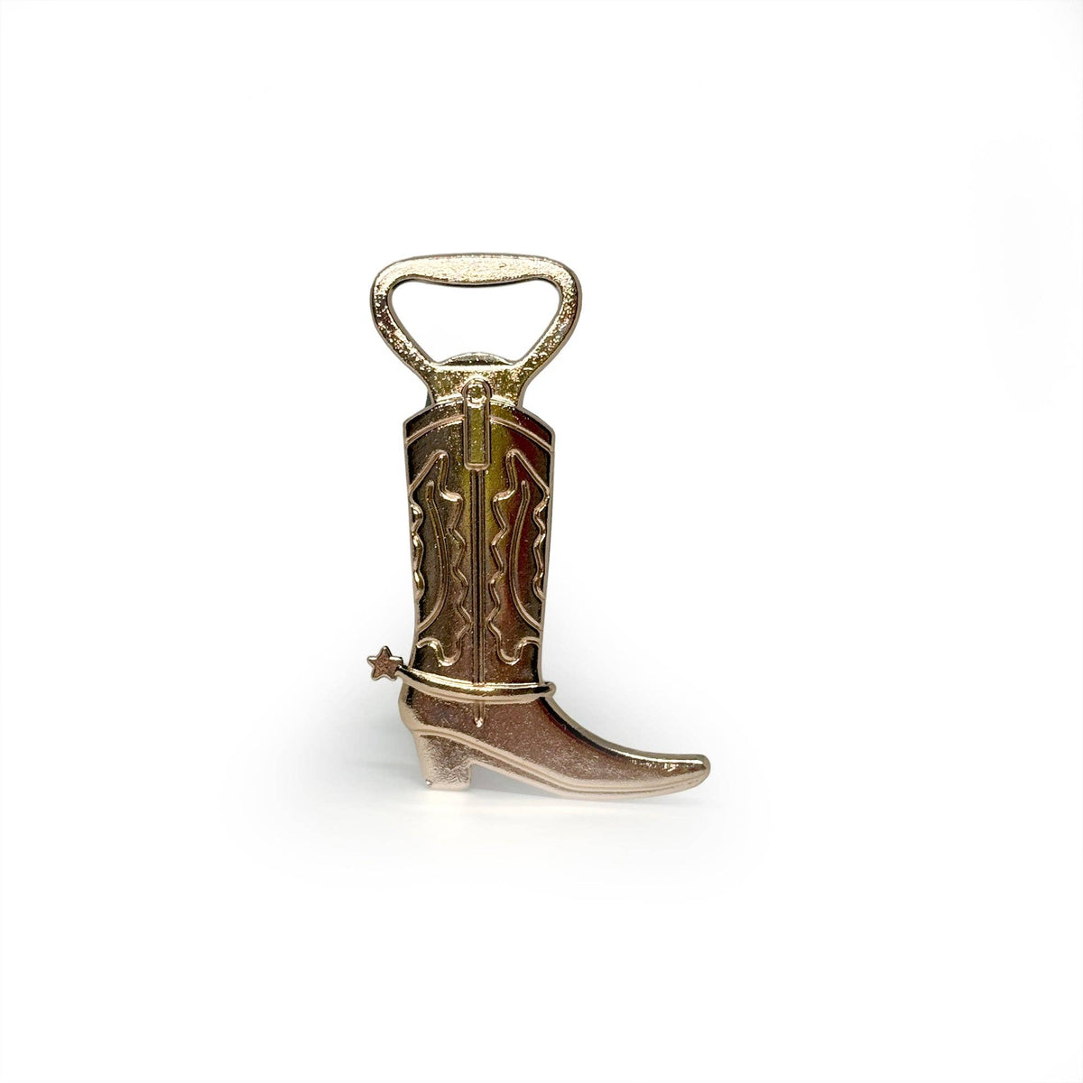 Cowboy Boot Bottle Opener – Gold Tone Stainless Steel –
