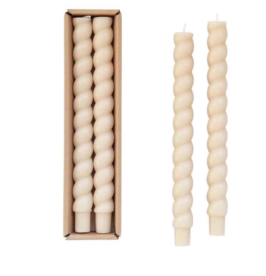 Twisted Taper Candles Cream –