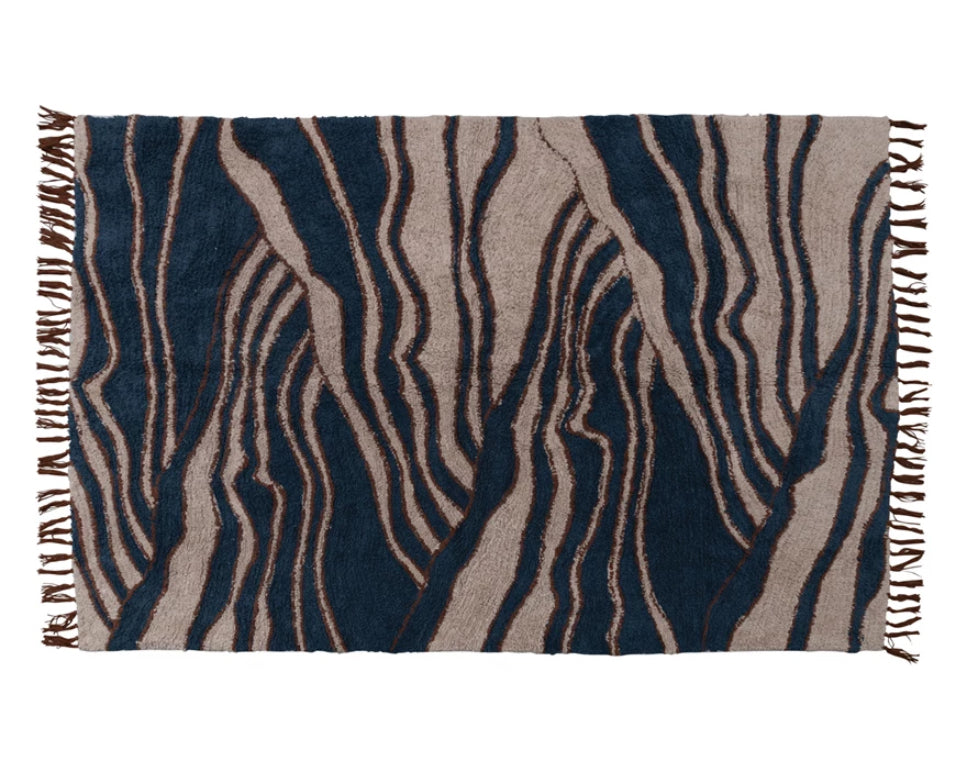 Cotton Tufted Rug with Wave Design –