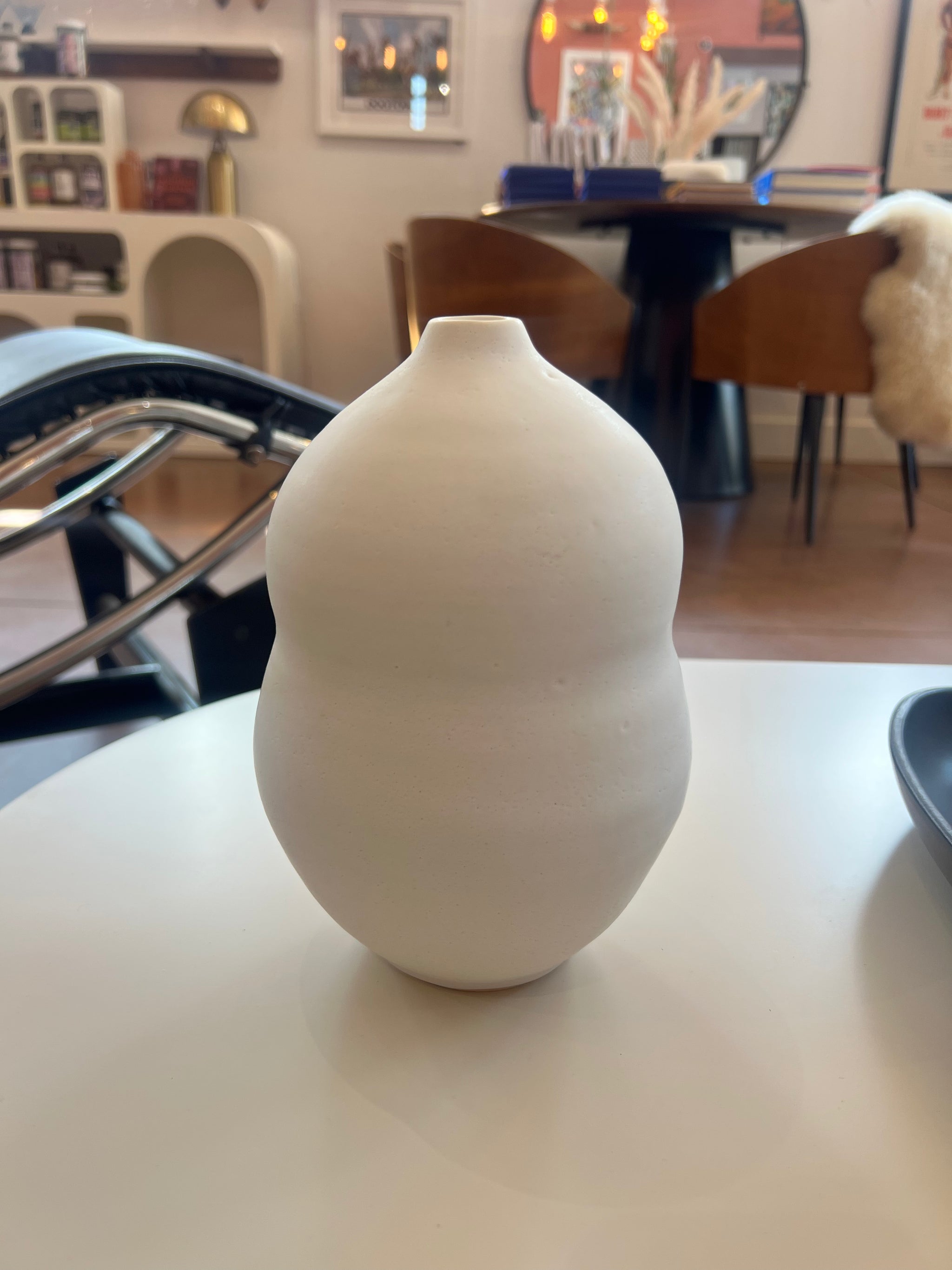 White Cinched Vase