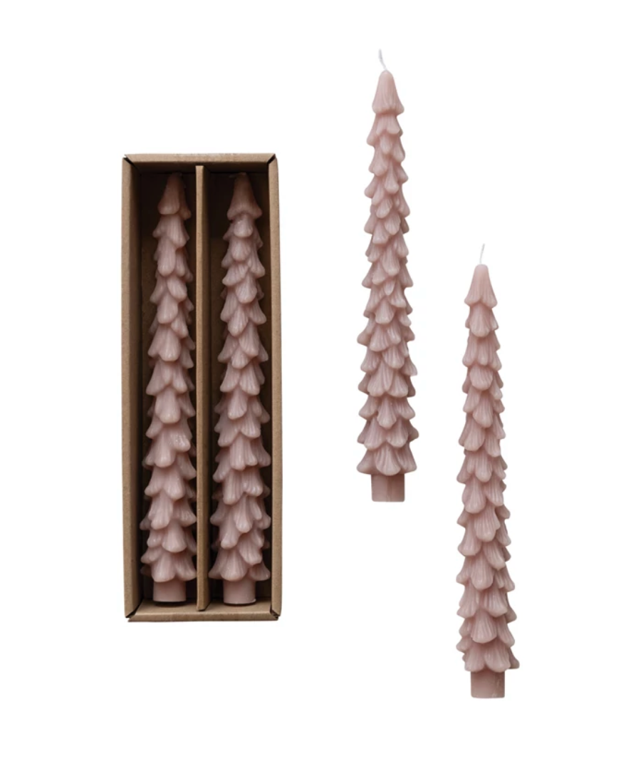 Unscented Tree Shaped Taper Candles Set of 2 –