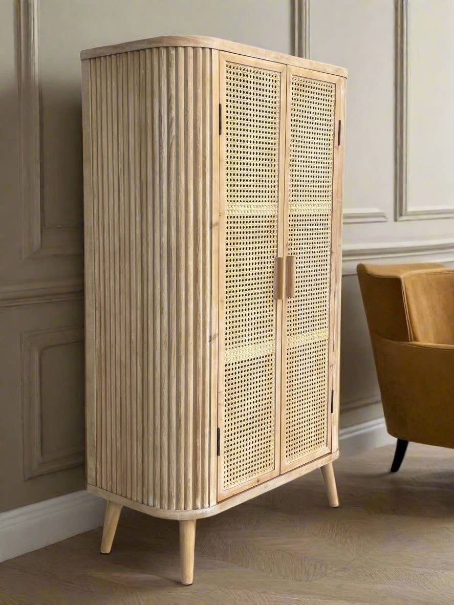 Shia Cane Fluted Tall Accent Cabinet – 4H3257W