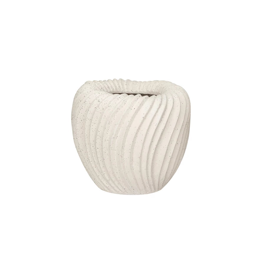 Stoneware Pleated Planter –