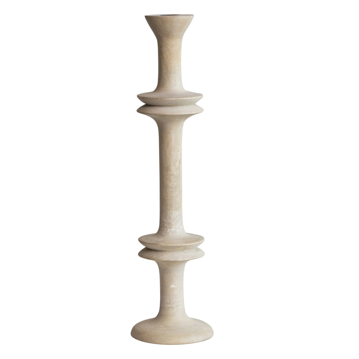 Carved Mango Wood Taper Holder –