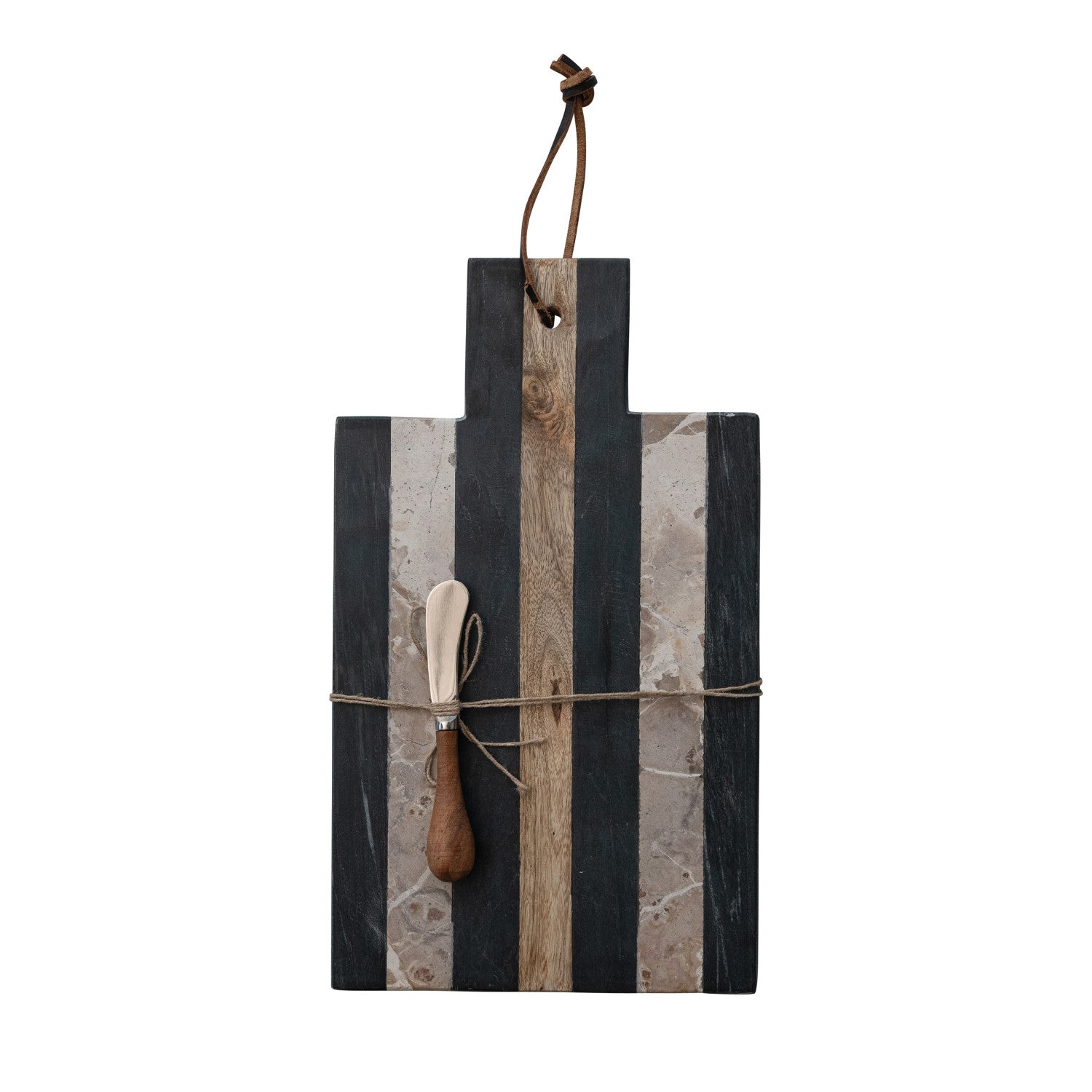 Marble Cheese Board with Wood Knife Set
