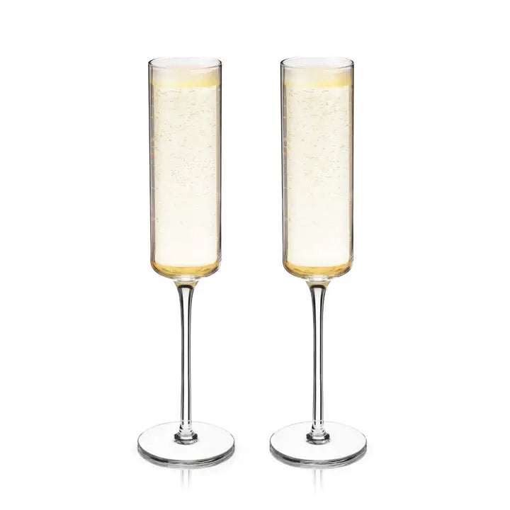 Set of 2 Laurel Crystal Champagne Flutes