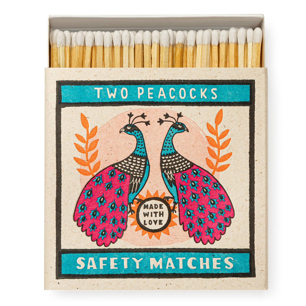Two Peacocks Square Matchbox –