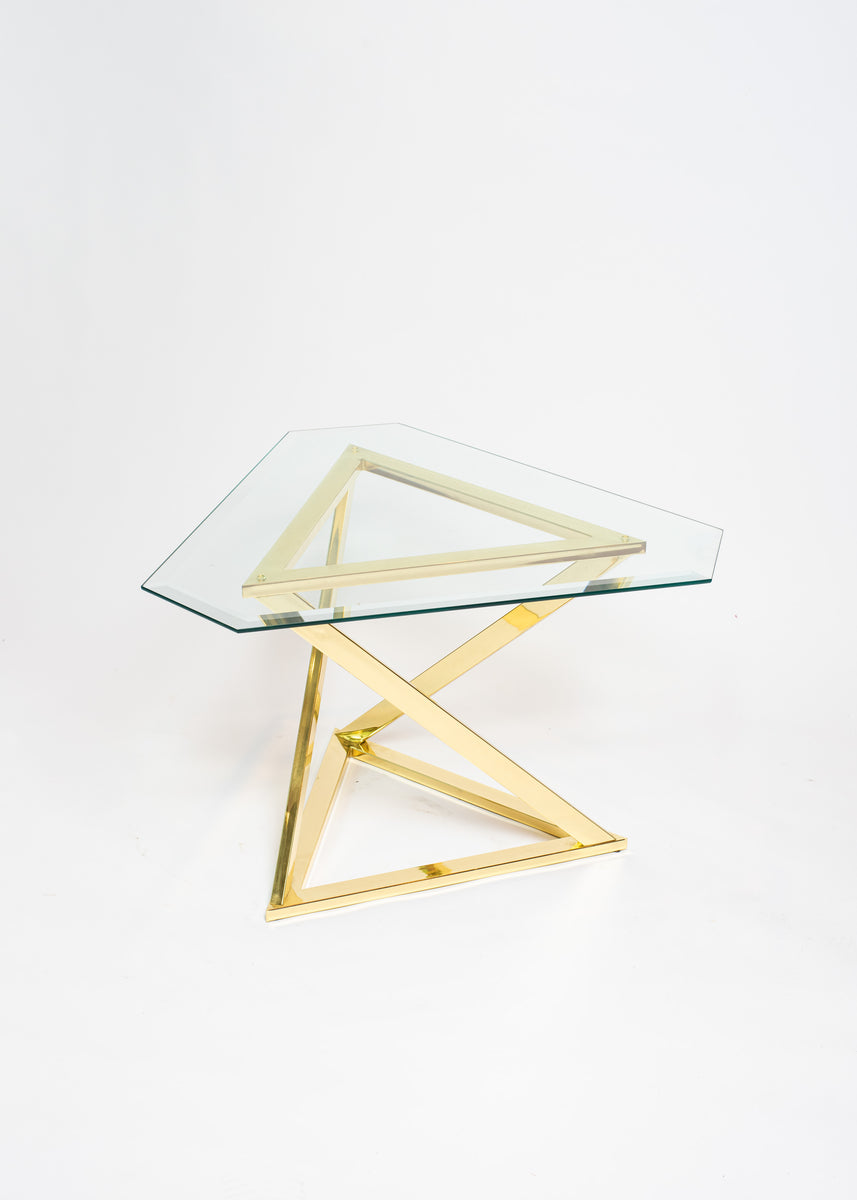 Vintage Gold & Glass Side Table –